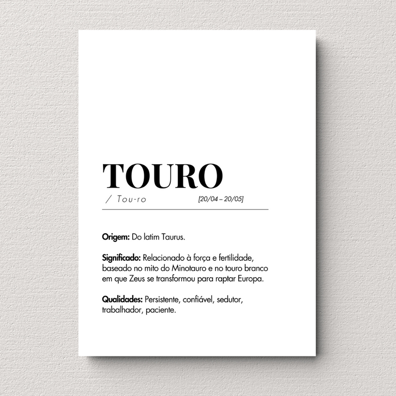 Quadro Decorativo | Signo Touro | Essência Estelar